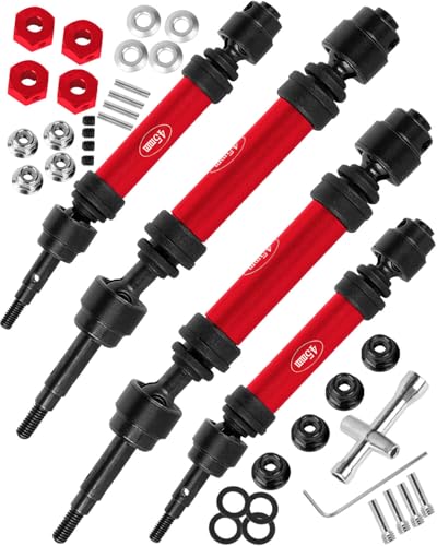 RC Upgrades Part for Stampede Slash Rustler JatO 4X4 VXL/BL-2s,RC #45 Steel CVD Drive Shafts,Harden Front Rear Driveshaft Axles Hops up(4PCS),Replace #9051#9052 Red - color: Red(4pcs)