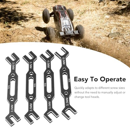 RC Turnbuckle Wrench, 4pcs Aluminium Alloy RC Ball Tie Rod Adjustment Wrench Universal Spanner Repair Tool for 1/10 1/16 Model Crawler Car (Black) - color: Black