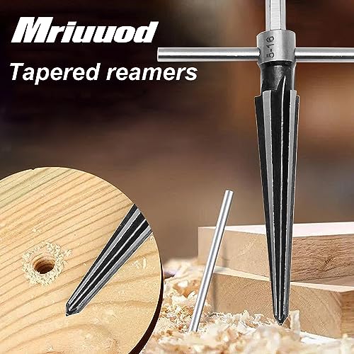 Tapered Hand Reamer Set, 3-13mm & 5-16mm 6 Flute Chamfer Reaming Tool | Bridge Pin Hole Reamers, 1/8''-1/2'' & 1/2''-5/8'', Luthier Guitar & Woodworking Tool