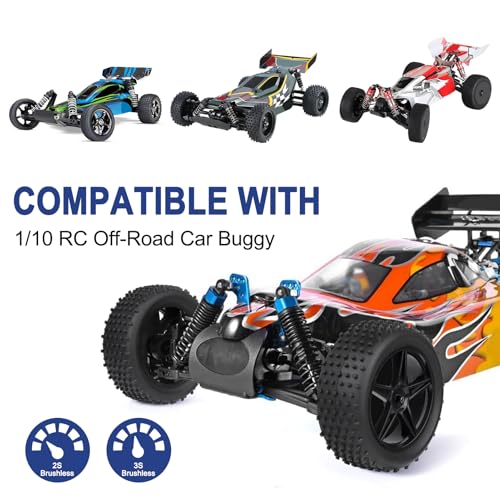Preglued 1/10 Buggy Wheels and Tires Set 12mm Hex 3.35" / 85mm, Foam Inserts Replacement for RC Off-Road Car, Compatible with Traxxas, Arrma, Redcat, HSP, Losi, WLtoys 144001 4pcs (Color 02) - color: Color 02