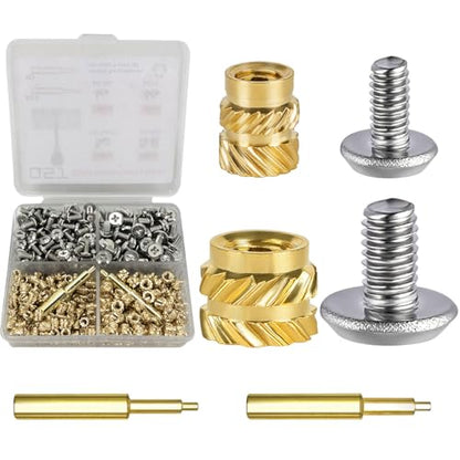 440Pcs Threaded Inserts Bolt Set M2.5 M3 Heat Set Insert Brass Nut with Bolt for 3D Printed Plastic Parts - size: (440pcs) M2.5, M3