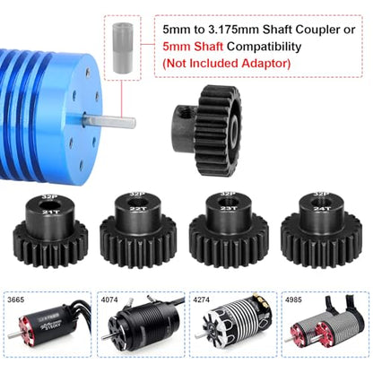 OGRC 32P 21T 22T 23T 24T 25T Pinion Gear for 1/8 1/10 RC SCT Buggy Monster | 0.8 Mod, 5mm Shaft, Hardened Steel, Fits 3660, 3665, 3670, 4068, and 4074 Series Motor - size: 21T 22T 23T 24T 25T