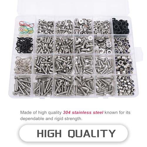 1008Pcs Universal RC Screw Assortment Kit 304 Stainless Steel for Traxxas | For HPI Arrma SCX10 Losi 1/8 1/10 1/12 1/16 Scale RC Cars,High Tensile,Rust Resistance,Compartment Storage Case
