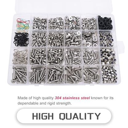 1008Pcs Universal RC Screw Assortment Kit 304 Stainless Steel for Traxxas | For HPI Arrma SCX10 Losi 1/8 1/10 1/12 1/16 Scale RC Cars,High Tensile,Rust Resistance,Compartment Storage Case