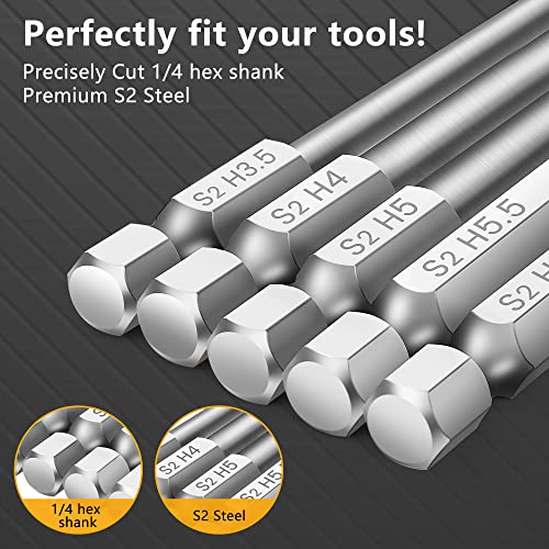MulWark Hex Head Allen Wrench Drill Bit Set 13pcs Precision Metric S2 Steel – Magnetic Bits with Corrosion Resistance 1/4" Allen Key Bit Set - style: 13PC Hex Head Drill Bit Set