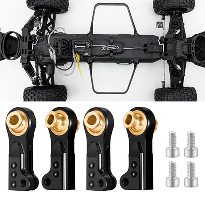 4PCS RC Linkage Rod Ends Metal Aluminum M4 Ball Joint Head M4 Link Linkage Rod End Balls Joint Head Set Compatible with Axial SCX10 II 90046 90047 D90 TRX4 RC Buggy Crawler Car Upgrades (Black) - color: Black