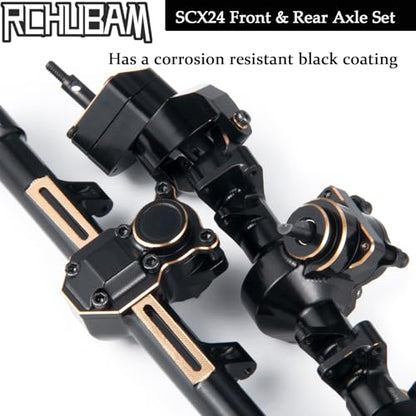 RCHUBAM RC Front & Rear Axle Set Metal Complete Axle with Steering Weights for 1/24 Axial SCX24 RC Crawler Deadbolt C10 Upgrades Accessories Part (Complete Axle Set) - style: Complete Axle Set
