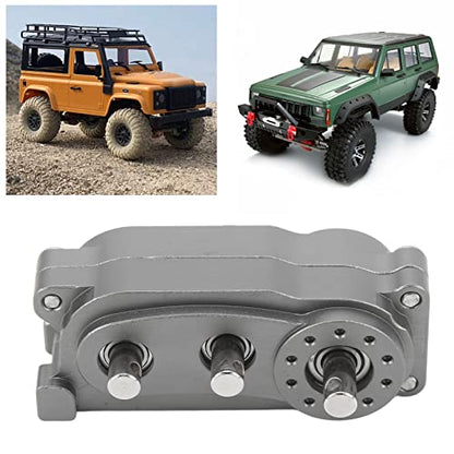 VBESTLIFE RC Transfer Case, 313mm Wheelbase 2 Speed CNC Machined Anodised Aluminium Alloy RC Parts for Scx10 1/10 RC Car - color: Titanium