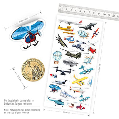 easykart labels 300 Cars and Trucks Stickers Party Supplies Pack, Boy Stickers, Vehicle Stickers with Fire Trucks, Construction, Buses, Airplane, and More