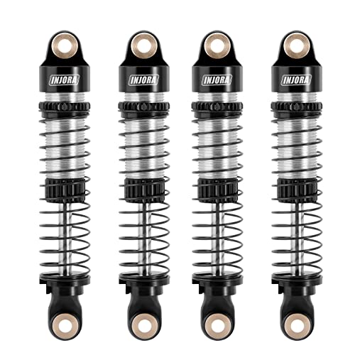 INJORA 53mm Aluminum Threaded Oil Shocks for 1/18 TRX4M, Black Silver - color: Black