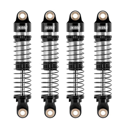 INJORA 53mm Aluminum Threaded Oil Shocks for 1/18 TRX4M, Black Silver - color: Black