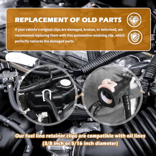 70PCS Car Fuel Line Clips OEM 93740718/7L3Z9S317A,7 Types of Clips for 5/16 & 3/8 Fuel Line Compatible with Ford GM Chrysler,Essential Car Fuels Hose Lines Retainer Clip with Box