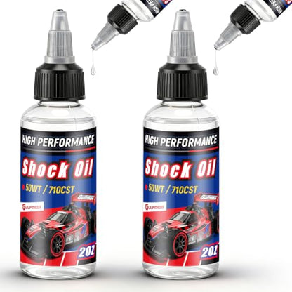 2 Bottles Racing Silicone Shock Oil 50WT 710CST | RC Car Shock Oil for Lubricating R/C Radio Controlled Cars and All Types of Vehicles, RC Shock Oil, Does Not Evaporate - style: 50WT 710CST