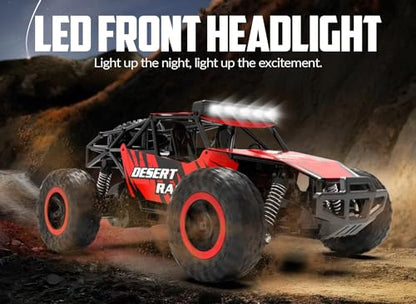 RACENT Remote Control Cars for Adults - 1:16 Scale 20kph Fast RC Truck All Terrain Off-Road Monster Truck for Adults with 2 Rechargeable Batteries (Red) - color: Red