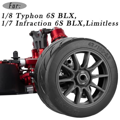 RC Rubber Wheels RC Tires for 1/7 Infraction 6S BLX,1/8 Typhon 6S BLX,Limitless,Highway Wheels Soft Tires Truck Tire Highway Tires,4PCS Black - color: Black(4pcs)