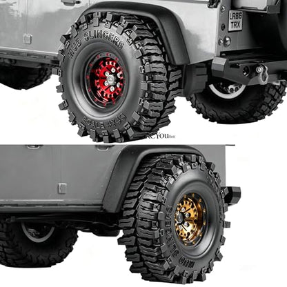 RC Aluminum (4PCS) 1.0 Wheel Rim Soft Rubber Tires&1.0 Beadlock Wheel Rim&Wheels Tires for 1/18 1/24 Trx4m SCX24 RC Crawler Car,Gold - color: Gold- (Rc Wheels Tires)