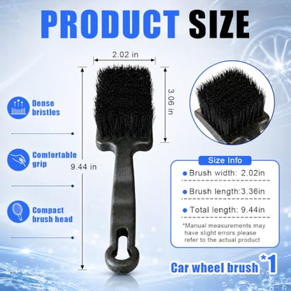 Car Wheel Wash Brush, Soft Bristle Non-Scratch Automotive Tire Cleaning Brush with Short Handle, Universal Vehicle Rim Detailing Tool Accessories for RV, SUV, Truck, Motorcycle(1PC) - size: 1PC