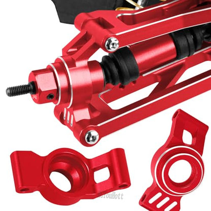 RC Aluminum Caster Block & Steering Blocks & Rear Stub Axle Carriers & Steering Bellcranks Upgrades Part for 1/16 Mini Maxx 4WD (Car Model:#107154-1#108046-1#108164-1#108076-1),Red - color: Red-(for 1/16）