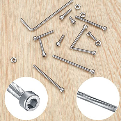 440 Pcs M3 Small Metric Screws with Nuts, Hex Socket Head Cap and Nut Assortment Kits, Stainless Steel Replacement Machine Fastener Screws and Bolts Nuts (440Silver) - color: 440Silver