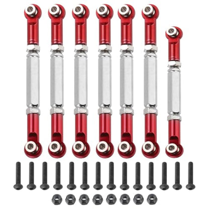 MECCANIXITY Adjustable Turnbuckles Camber Link Linkages Aluminum Alloy RC Car Steering Pull Rod Servo Linkages Tie Rod for 2WD 1/10 RC Car Crawler（Red） - color: Red