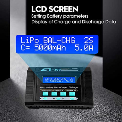 100W 10A AC/DC 1-6S Lipo Battery Charger Discharger Smart Balance Lipo Charger for LiPo LiHV Life NiMH NiCd Pb for Hobby RC Car Boat Drone FPV Racing Airplane Helicopter Airsoft