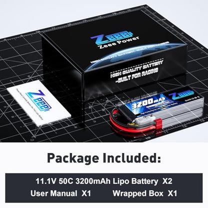 Zeee 3S Lipo Battery 3200mAh 11.1V 50C Soft Case Battery with T Connector for RC Airplane RC Helicopter RC Car RC Truck RC Boat UAV Drone FPV(2 Pack)