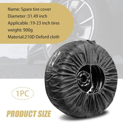 1 PC Car Tire Protector, 31.49" 210T Oxford Cloth Sun Dustproof 19"-23" Spare Tire Storage Bag with Handle, Four Seasons Universal Portable Anti-Scratch Accessories for Cars (Black #L) - size: 1 PC #L