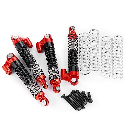 62mm Shocks kits 4pcs Adjustable Shock Absorber Damper for 1/18th TRX4-M TRX4M RC Crawler Car (Red) - color: Red
