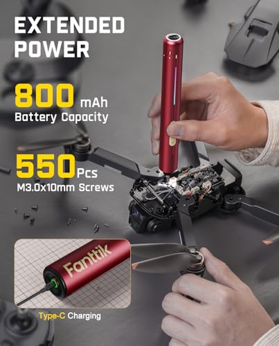 Fanttik E2 Ultra Electric Screwdriver, Precision Screwdriver Set (Red) | 50 Magnetic Bits, 5/32''Hex Shank, 0.6N.m, RevoStor Magnetic Storage, Repair Kit for PC, Phone, 3D Printer, RC Cars, Drone - color: Burgundy Red