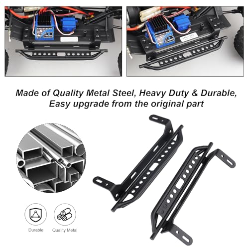 Hobbypark Metal Side Pedal Step Running Boards Foot-Plate for Traxxas TRX4 TRX-4 1/10 RC Crawler Body Shell Accessories (Black)