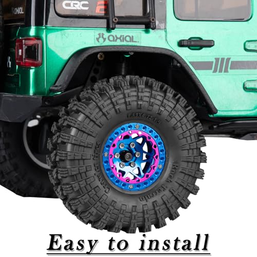RC 1.9 Beadlock Wheel Rims for 1/10 SCX10 90046 AXI03007 TRX4 TRX6 VS4-10 Gen7 Gen8 MST CFX D90 RC Crawler,Aluminum 1.9" RC Tires Wheel Rim RC Truck Tires Wheels Rims.(4PCS) Blue - color: Blue（1.9 Rim）