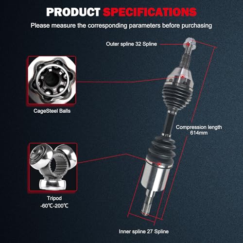 CCIYU CV Axle Shaft Assembly for Dodge Nitro 2007-2011 - Replace# NCV12065 | for Jeep Liberty 2008 2009 2010 2011 2012 - Front Left - only with 4WD - size: 17-9618