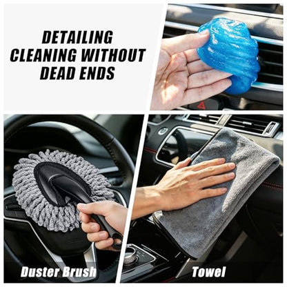 21PCS Car Detailing Kit Interior Cleaner - with Handheld Car Vacuum, Windshield Cleaning Tool, Detailing Brushes, Car Cleaning Supplies Kit for Women Men (Black) - color: black