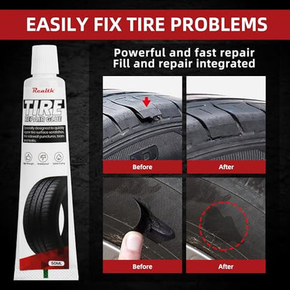 Realth Tire Repair Kit, 50ml Tire Repair Glue, 10 Pcs Tire Repair Screws | Flat Tire Plug Kit for Car, Motorcycle, Truck, ATV, Tractor, RV, SUV & Trailer - style: Glue(50ml)+Plugs(10Pcs)