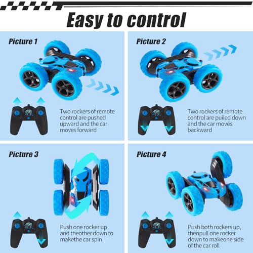 2 Pack RC Drift & Stunt Cars,1:24 Scale Remote Control Car, 4WD High Speed RC Drift & Stunt Car with LED Lights, 360° Flips, 2.4GHz, 20KM/H, USB-C Batteries, Gift for Adults, Boys and Girls