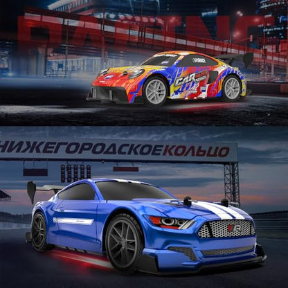 RC Drift Car for Kids, 1:24 Scale Remote Control Car with 2.4GHz Controller, LED Lights, High Speed Racing Toy Car, Easy to Control Drift Vehicle Gift for Boys Girls - size: 1:24 OceanDepth
