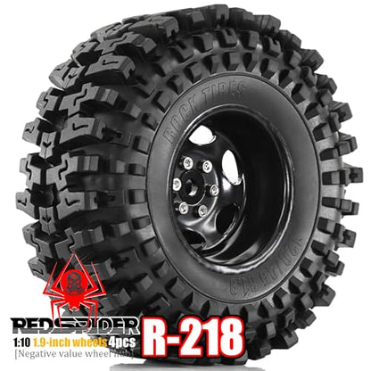 REDSPIDER•Negative Offset -10mm 1.9'' Beadlock Wheels Deep Dish Metal(4pcs) Retro Design for Scale 1/10 RC Crawler Axial SCX10 TRX4 VS4-10 Redcat Gen8 RC4WD D90 Rock Crawler (Fiber Color) - color: Fiber Color
