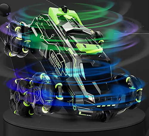 Chandler RC Car Rechargeable USB 6 Wheels Drive Smoke Light Dual Grip Remote Control Hand Gesture Sensor an Off Road Climbing Drift Stunt 360 Degree Rotating Flipping Back Car JC03 (Green) - color: Green