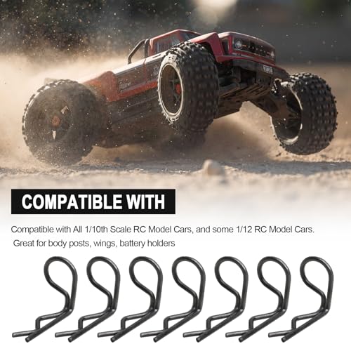 HobbyPark 50-Pack 90-Degree Angle Body Clips Bent Pins for All 1/10 Scale Model Car Truck Crawler Truck Buggy Black