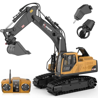 3 in 1 Remote Control Excavator Toy 14 Channel RC Excavator Toy for Boys 3-12 with Bucket/Claw/Drill 2.4GHz Full Functional Construction Vehicles Toys Gift for 6 7 8 9 10 Years Old Kids Boys - size: Small