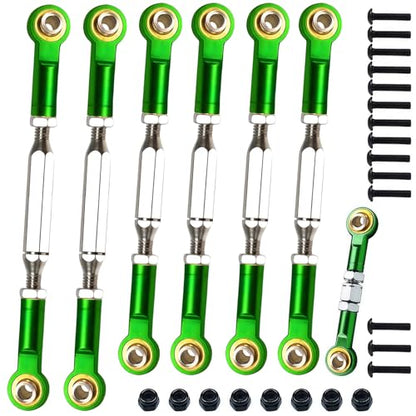 Stainless Turnbuckles Links with Rod Ends for 1/10 Traxxas Rustler,Green | Adjustable Camber Links with Spacers & Wrench for Slash 4X4/2WD, Stampede 4X4, Hoss 4X4, Bandit/VXL RC Car Hops Up Parts - color: Green