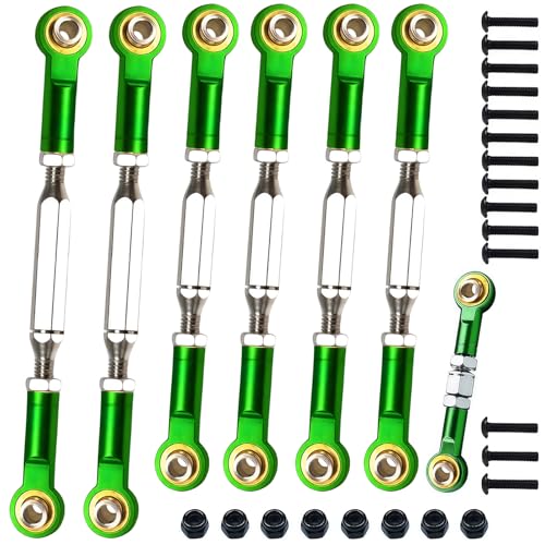 Stainless Turnbuckles Links with Rod Ends for 1/10 Traxxas Rustler,Green | Adjustable Camber Links with Spacers & Wrench for Slash 4X4/2WD, Stampede 4X4, Hoss 4X4, Bandit/VXL RC Car Hops Up Parts - color: Green