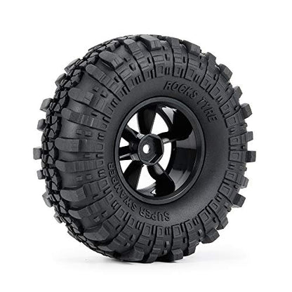 4PCS 110mm 1.9" Rubber Tires & Plastic Wheel Rim | 12mm Hex Hub, For 1/10 Axial SCX10 TRX4 D90, RC Crawler Car