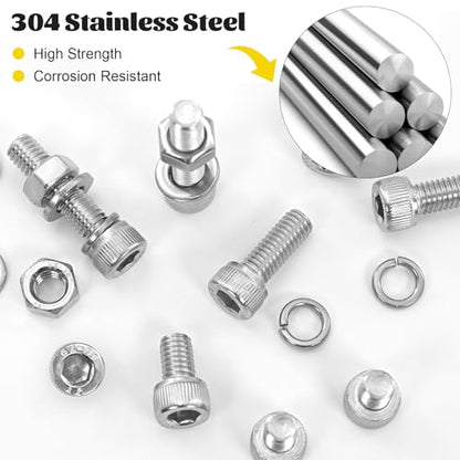 1220PCS M3 M4 M5 M6 Metric Screws Assortment Kit,Hex Socket Head Cap Bolts Nuts and Washers Assorted Kit,304 Stainless Steel Hardware Set for DIY, 3D Printer - size: SS M3M4M5M6 1220pcs
