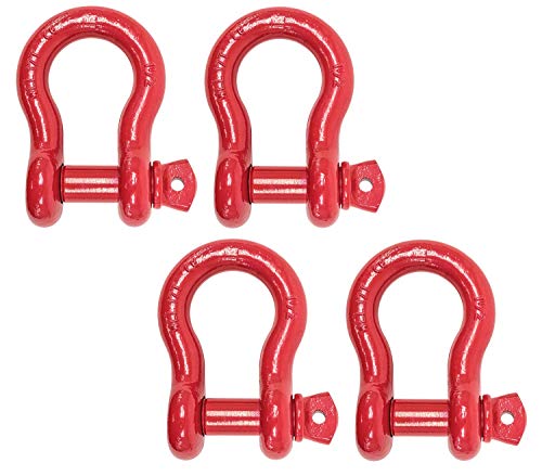 Mytee Products (4 Pack 1-1/2" Anchor Shackle Forged Carbon Steel w/Alloy Screw Pin WLL # 17 Tons (34,000 lbs)|Double Rust Protection Heavy Duty D Ring Shackle for Towing, Rigging & Vehicle Recovery - color: 4 - Pack, size: 1-1/2" (17 Ton WLL), style: Allo