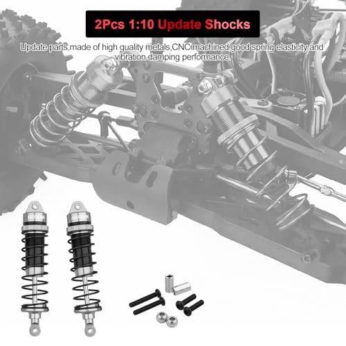 2PCS 1/10 RC Car Aluminum Front Shocks Replacement of AR330550 Update Parts | Compatible with Arrma 1/10 Typhon 3S/2S Granite 4x4 Bigrock Senton Shock Absorber Assembled - color: Gray Black 2Pcs F