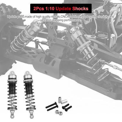 2PCS 1/10 RC Car Aluminum Front Shocks Replacement of AR330550 Update Parts | Compatible with Arrma 1/10 Typhon 3S/2S Granite 4x4 Bigrock Senton Shock Absorber Assembled - color: Gray Black 2Pcs F