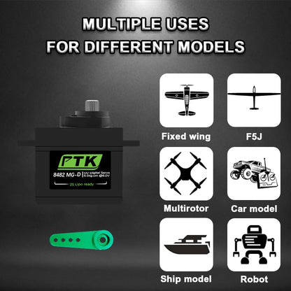 PTK 8482 MG-D 16g Metal Teeth Digital Servo Remote Control Model Airplane Car Steering Fixed Wing HS82MG (4pcs) - style: PTK 8482-4pcs