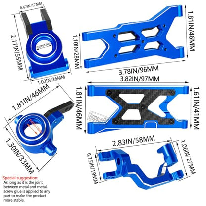 RC Carbon Fibre Front Rear Suspension Arms Rear Hubs Front Steering Block Knuckles & C-Hubs Caster Blocks Upgrades Parts for 1/10 Senton/Granite/Vorteks3S Blx & Mega 550 RC Car.Navy Blue - color: Navy Blue(for 1/10)