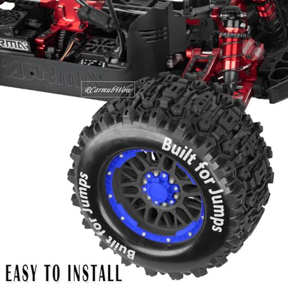 1/8 1/10 17mm Hex RC Truck Tires,Wheels and Tires for 1/10 E-Revo T-Maxx Summit,1/8 Kraton Outcast 6S,Sledge,Buggy Rubber Tyres and Rims w/Foam Insert for RC Off-Road Car,Black-Navy Blue - color: Black&navy Blue(4pcs)